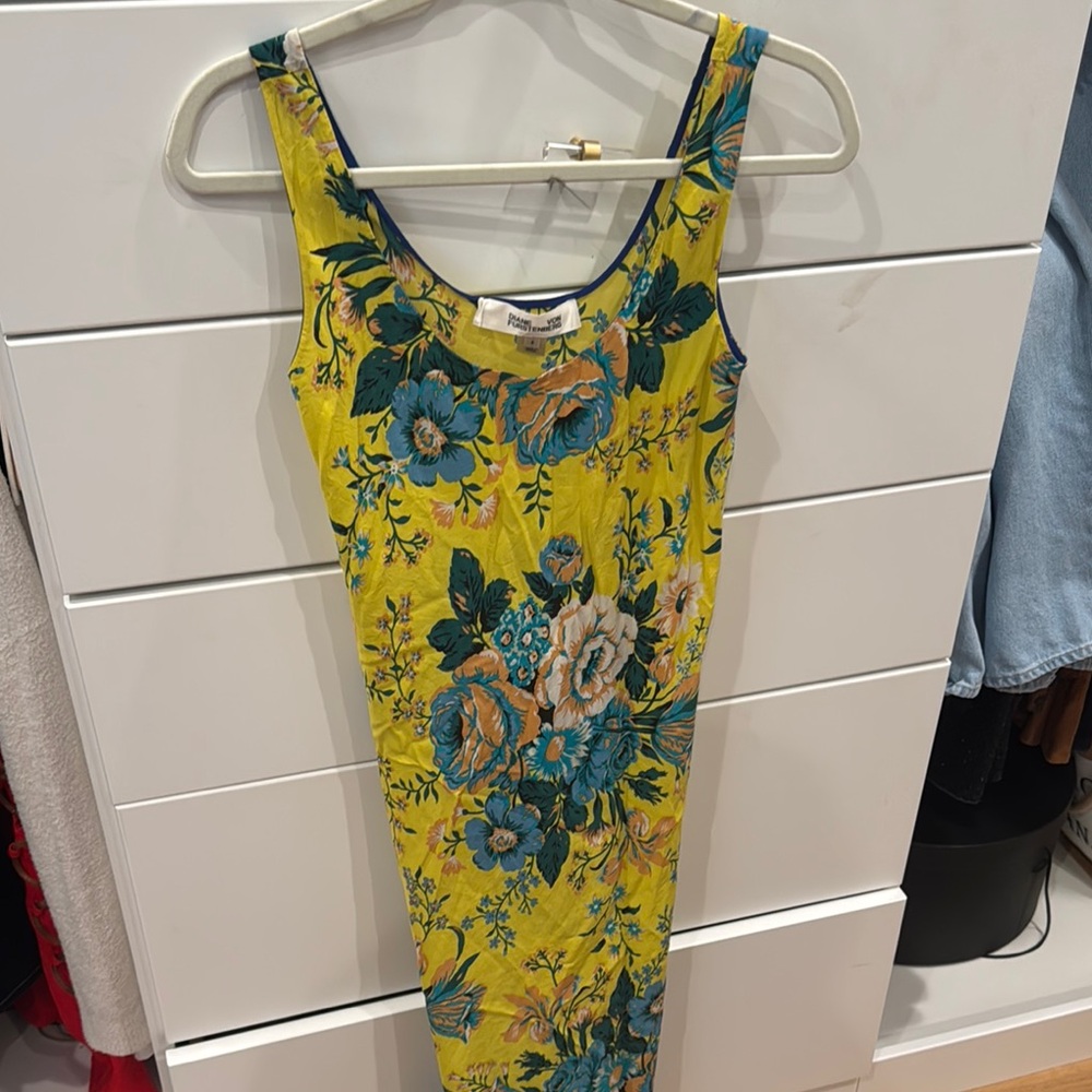 Desigual Yellow Blue Sheath Midi Dress